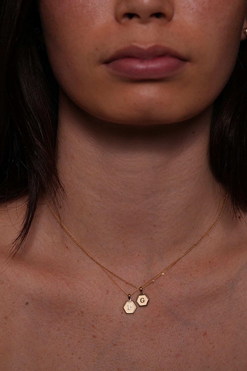 Hexagonal Initial Pendant