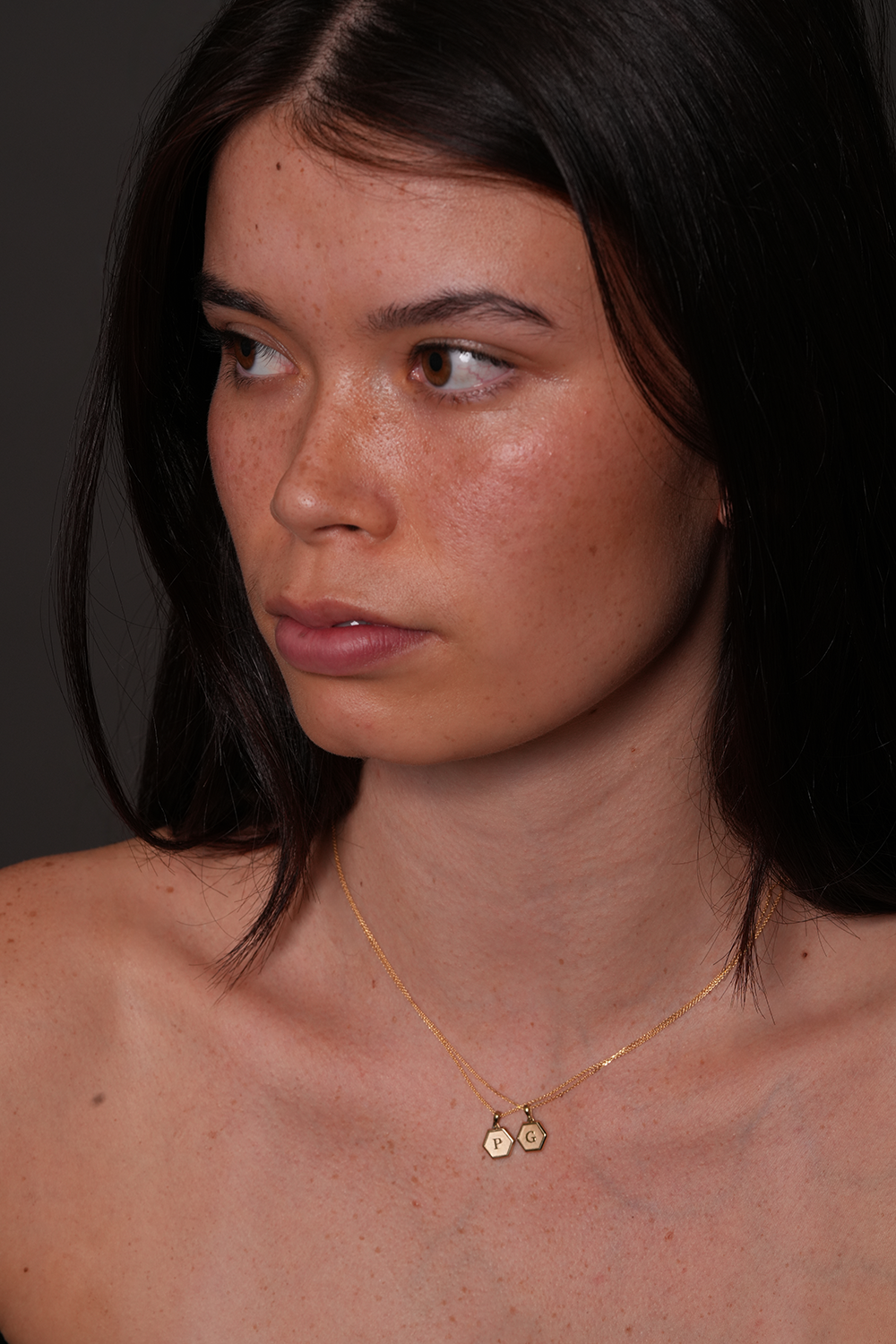 Hexagonal Initial Pendant