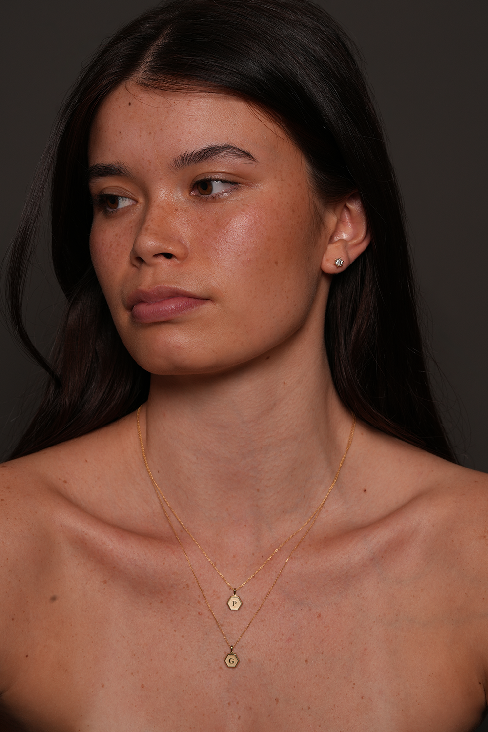 Hexagonal Initial Pendant