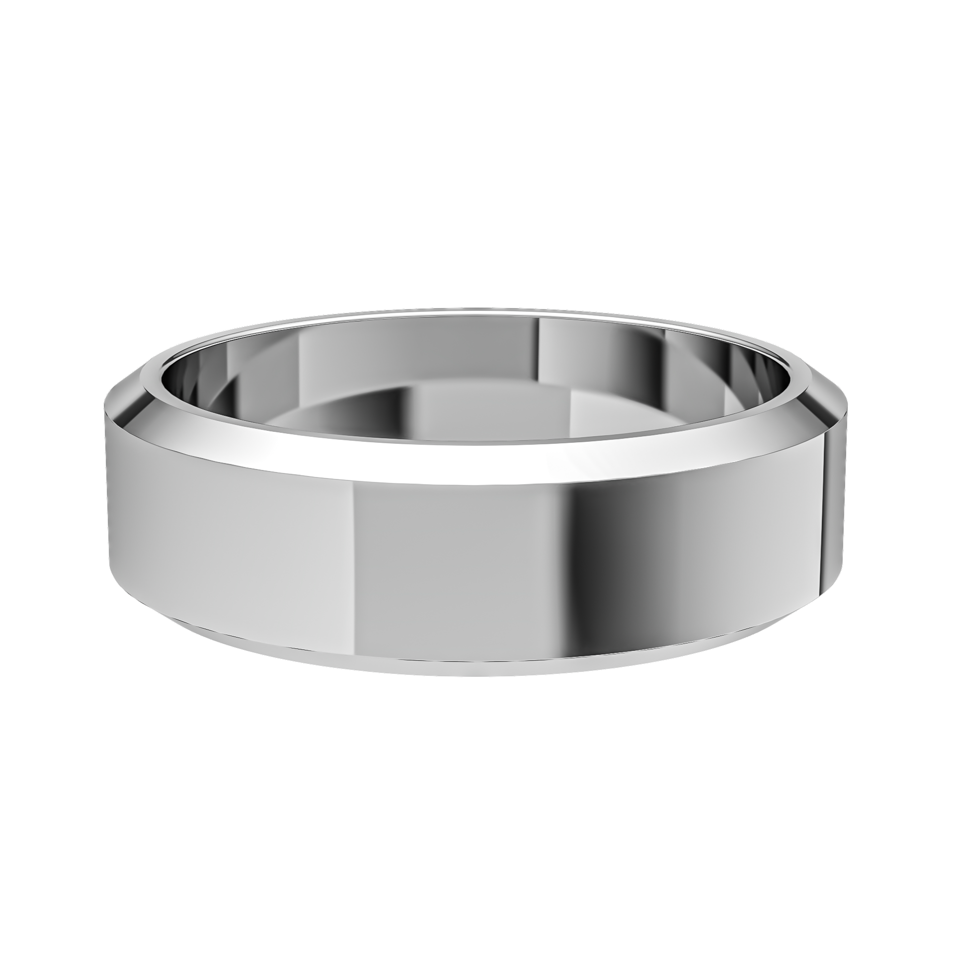 Mens Plain Bevelled Edge Band
