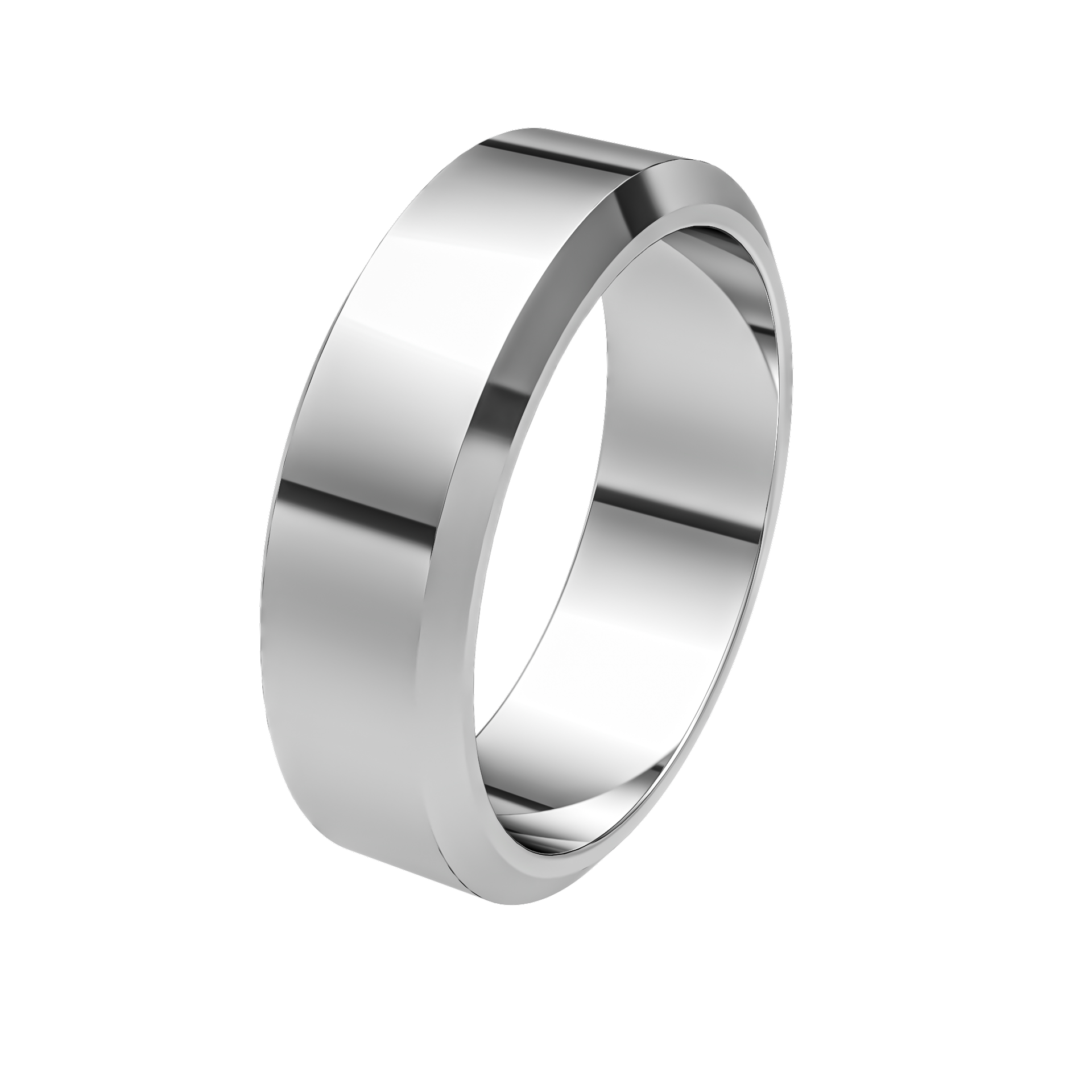 Mens Plain Bevelled Edge Band